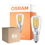 Fordelspakke 6x Osram LED Special E14 Tubular Pære T26 Filament Klar 2.8W 250lm - 827 Ekstra Varm Hvid | Dæmpbar - Erstatter 25W