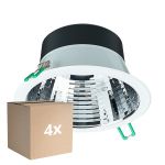 Fordelspakke 4x Philips LED downlight Coreline DN142B Aluminium Hvid 11W 1200lm 60D - 830 varm hvid | Udsnit 155mm - IP20 - UGR<19