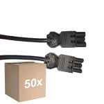Fordelspakke 50x Noxion GST - Kompatibel Forlængerkabel Sort - Han + Hun - 1m - 3 pole 1,5mm2