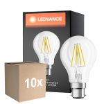 Fordelspakke 10x Ledvance Classic Performance LED Pære B22d Pære filament klar 4W 470lm - 827 ekstra varm hvid | erstatter 40W